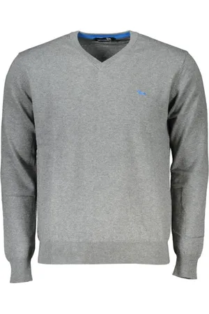 HARMONT&BLAINE Strik, Herre, Grå, 3XL, Bomuld, V-hals bomuldsblandet sofistikeret sweater