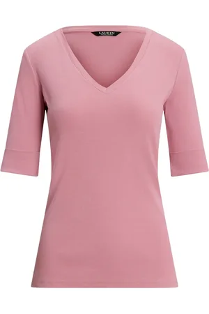 Ralph Lauren Top, Dame, Lyserød, L, Bomuld, V Judy Albueærme Strik
