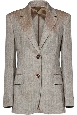Max Mara Jakke, Dame, , L, Linned, Jakker med Herringbone Mønster