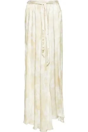 FORTE FORTE Nederdel, Dame, , S, Satin, Grøn Print Satin Nederdel