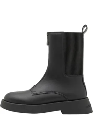 Armani Exchange Sko, Dame, Sort, 39 EU, Læder, Læder ankelstøvler med logo sål