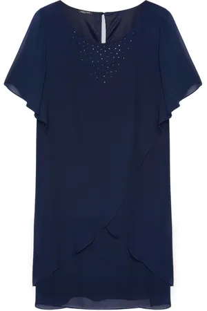 Fiorella rubino Kjole, Dame, Blå, 4XL, Polyester, Elegant kjole med overlays