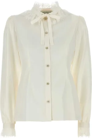 Alessandra Rich Bluser & Skjorter, Dame, , S, Silkebluse med blonder