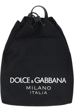 Dolce & Gabbana Taske, Herre, Sort, ONE SIZE, Læder, Nylon Snøre Rygsæk med Læder Stropper