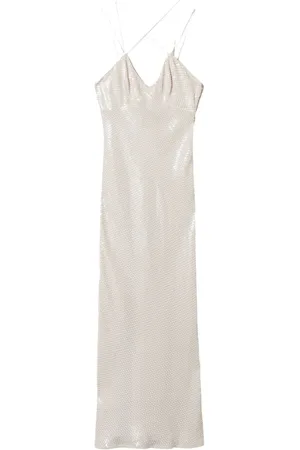 Twin-Set Kjole, Dame, Hvid, S, Polyester, Hvid Pailletkjole med V-hals
