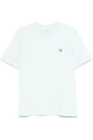 Maison Kitsuné Top, Herre, Blå, M, Bomuld, Blå Fox Head Patch Tee