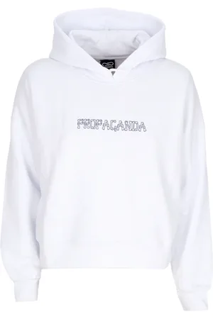Propaganda Sweathshirts & Hoodies, Dame, Hvid, XS, Bomuld, Butterfly Croptop Hoodie Hvid