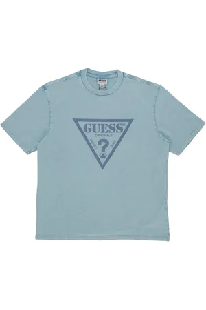 Guess Top, Herre, Blå, M, Bomuld, Vintage Triangle Tee Aquatic Ocean Multi