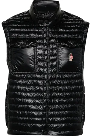 Moncler Jakke, Herre, Sort, M, Uld, Quiltet dunvest med reflekterende detaljer