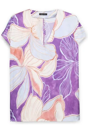 Fiorella rubino Bluser & Skjorter, Dame, Flerfarvet, 4XL, Satin, Bluse med blomstermønster