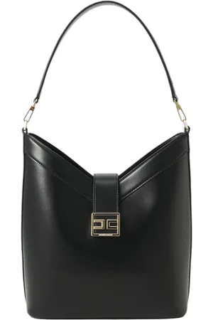 Elisabetta Franchi Taske, Dame, Sort, ONE SIZE, Uld, Skulder taske i kunstlæder med frontlogo