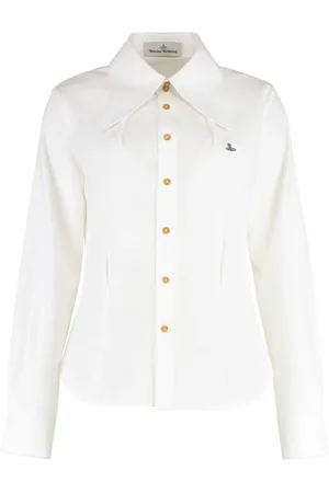 Vivienne Westwood Bluser & Skjorter, Dame, Hvid, 2XS, Bomuld, Knappet Bomuldsskjorte med Rundet Hem