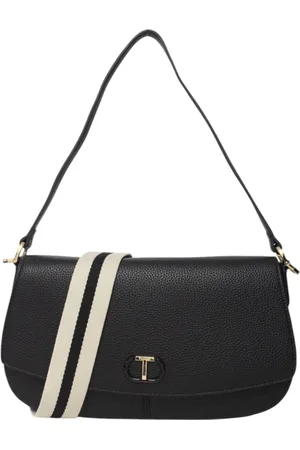 Twin-Set Taske, Dame, Sort, ONE SIZE, Uld, Eco-læder skuldertaske med logo