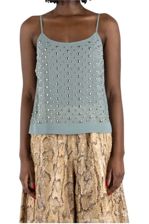 DRIES VAN NOTEN Top, Dame, Blå, M, Lysblå Top med Detaljer