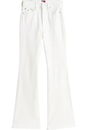 Tommy Hilfiger Jeans, Dame, Hvid, W25, Bomuld, Flare bomuld jeans med knaplukning