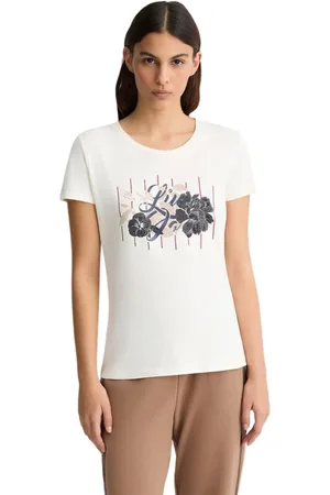 Liu Jo Top, Dame, Hvid, XL, Bomuld, Blomstret Logo Bomuld T-shirt