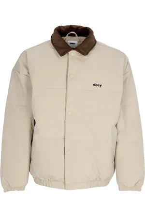 Obey Jakke, Herre, Grå, XL, Polyester, Velour Krave Fjer Grå Jakke