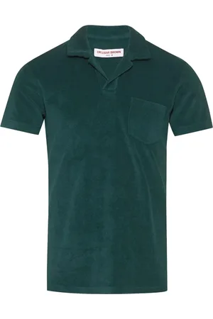Orlebar Brown Top, Herre, Grøn, XL, Bomuld, Bomuld Polo Skjorte, Knappeløs, Lavet i Portugal