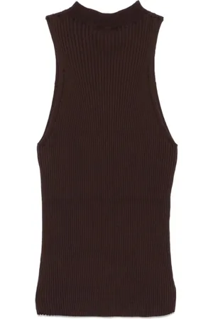 Roberto Collina Top, Dame, Brun, M, Tyl, Cacao Tank Top B0808 Style