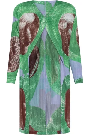 Issey Miyake Frakke, Dame, Flerfarvet, L, Grafisk Print Frakke med Lommer
