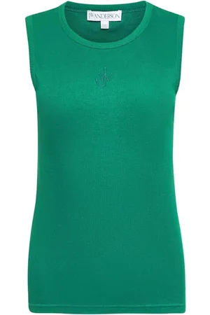 J.W.Anderson Top, Dame, Grøn, XS, Bomuld, Anker Broderi Top