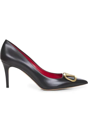 VALENTINO GARAVANI Sko, Dame, Sort, 38 EU, Læder, Sorte Slip-On Hæle med VLogo-Detalje