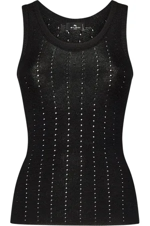 Etro Top, Dame, Sort, XS, Uld, Sort Stribet Ærmeløs Top