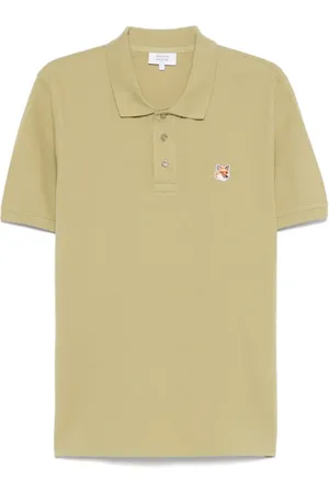 Maison Kitsuné Top, Herre, Grøn, M, Bomuld, Grøn Polo med Fox Head Patch