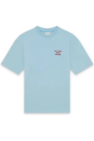 Drôle de Monsieur Top, Herre, Blå, L, Bomuld, Trykt Bomuld Kortærmet T-Shirt