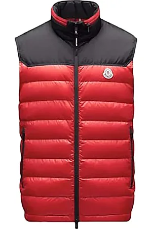 Moncler Jakke, Herre, Rød, S, Uld, Stilfuld Puffer Vest til Mænd