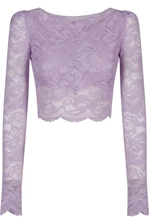 Paco rabanne Top, Dame, Lilla, S, Uld, Stilfuld langærmet top