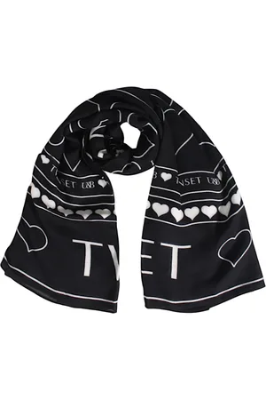 Twin-Set Tilbehør, Dame, Sort, ONE SIZE, Uld, Mønstret Modal Tørklæde