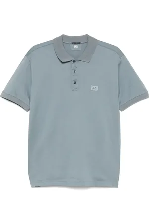 C.P. Company Top, Herre, Blå, XL, Bomuld, Logo Patch Polo Shirt
