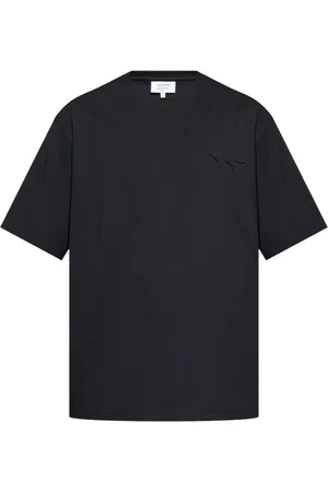 Maison Kitsuné Top, Herre, Sort, S, Bomuld, Præget Profil Ræv T-shirt