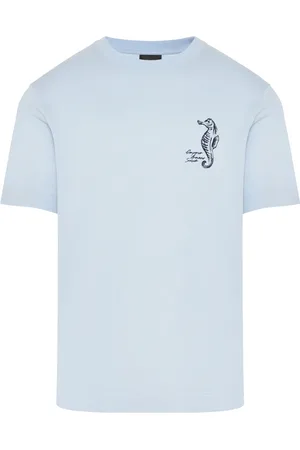 Emporio Armani Top, Herre, Blå, 2XL, Bomuld, Bomuld T-shirt