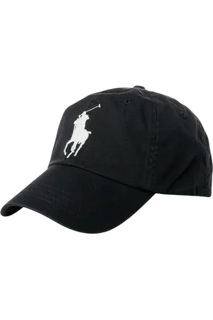 Ralph Lauren Tilbehør, unisex, Sort, ONE SIZE, Bomuld, Sort kasket med skygge Big Pony