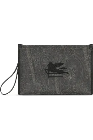 Etro Taske, Herre, Grå, ONE SIZE, Læder, Læder Clutch Taske Lavet i Italien