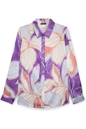 Fiorella rubino Bluser & Skjorter, Dame, Flerfarvet, 2XL, Satin, Skjorte med blomstermønster