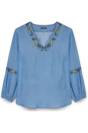 Fiorella rubino Bluser & Skjorter, Dame, Blå, 7XL, Bluse broderet med Tencel™ fibre