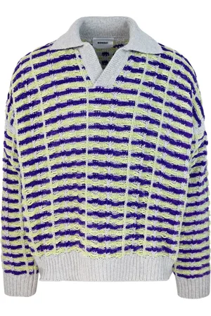 BONSAI Strik, Herre, Grå, L, Bomuld, Multifarvet Oversized Strikket Polo
