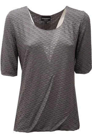 Emporio Armani Bluser & Skjorter, Dame, Grå, XL, Uld, Grå Jacquard Uldtrøje Lavet i Italien