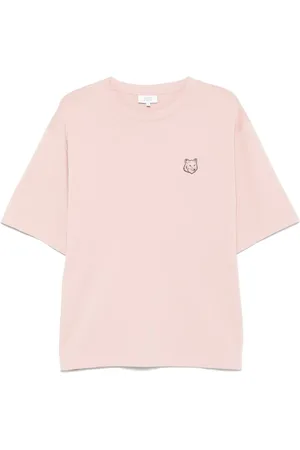 Maison Kitsuné Top, Herre, Lyserød, M, Bomuld, Fox Head Patch Tee