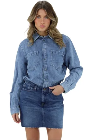 7 for all Mankind Kjole, Dame, Blå, XS, Denim, Denim Mini Nederdel Kjole Ipanema