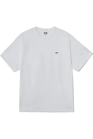 Obey Top, Herre, Hvid, M, Bomuld, Stencil Flame Tee med Side Logo