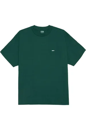 Obey Top, Herre, Grøn, L, Bomuld, Ikonisk Cropped Tee med Side Logo