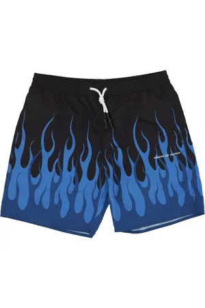 Vision Of Super Badetøj, Herre, Blå, XL, Polyester, Flames Badeshorts Sort/Blå