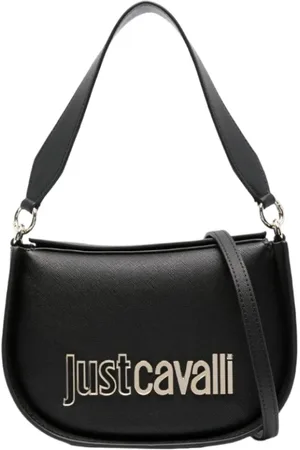Roberto Cavalli Taske, Dame, Sort, ONE SIZE, Uld, Eco-læder skuldertaske med frontlogo