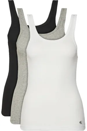 Calvin Klein Top, Dame, Flerfarvet, XL, Bomuld, Ribbet tanktop multipakke