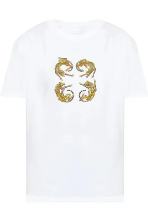 Givenchy Top, Dame, Hvid, S, Bomuld, Leopard Print T-Shirt