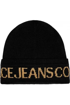 VERSACE Tilbehør, unisex, Sort, ONE SIZE, Uld, Ribbet uldblandet hue